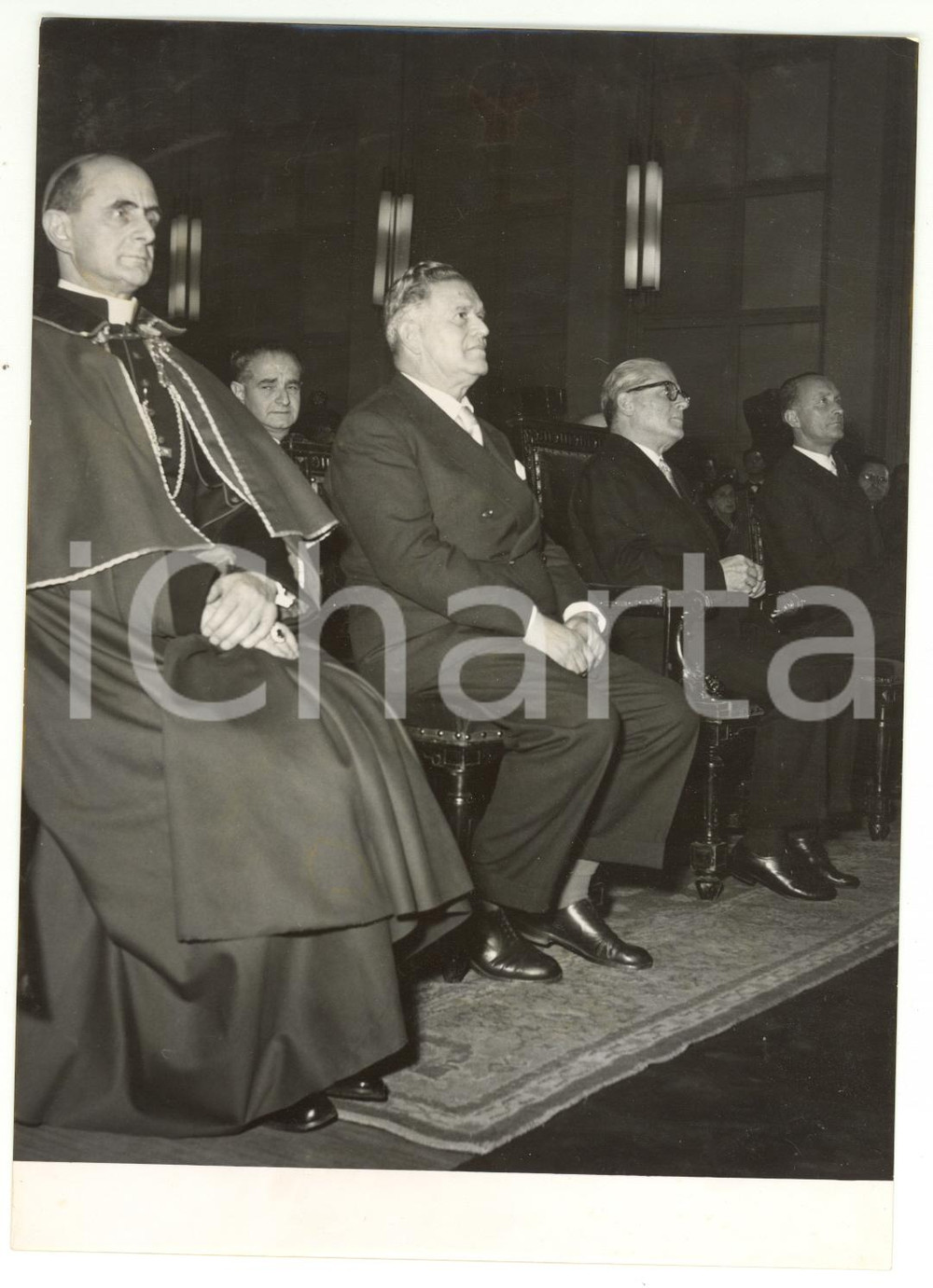 1955 MILANO Univerità BOCCONI - Giovanni GRONCHI e il card. Giovanni MONTINI 