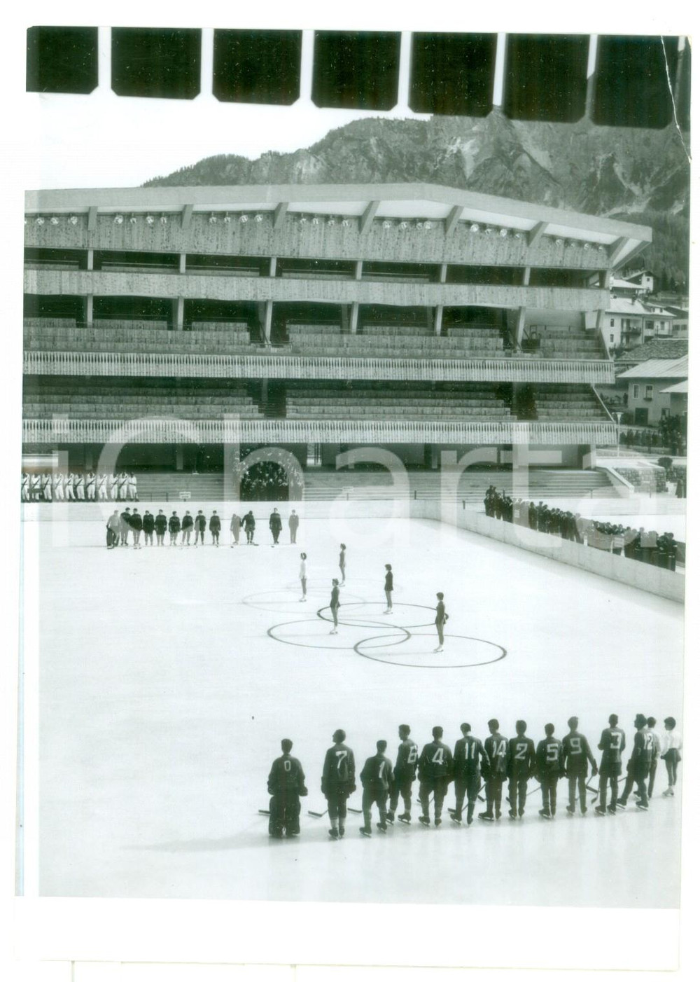 1955 CORTINA Inaugurazione STADIO OLIMPICO DEL GHIACCIO Esibizione pattinatrici