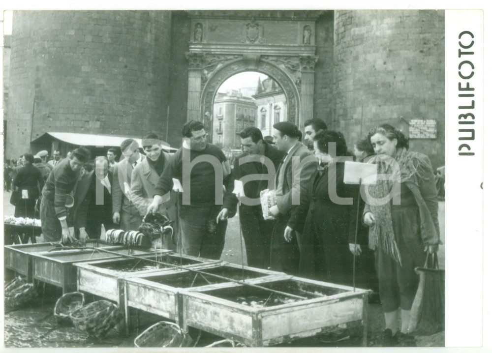 1957 NAPOLI Porta Capuana - Caratteristico mercato del pesce *FOTO 18x13 cm