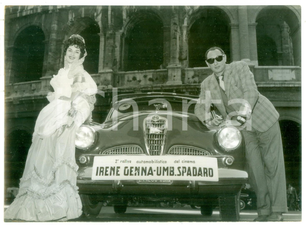 1955 ROMA 2° RALLY DEL CINEMA Irene GENNA e Umberto SPADARO su ALFA ROMEO *Foto