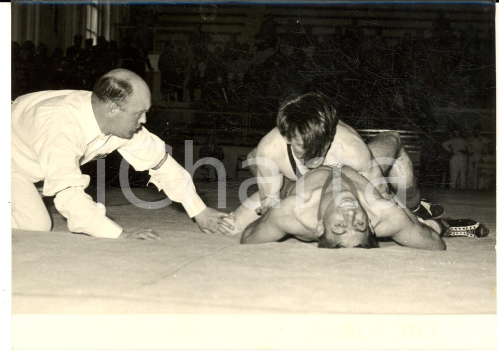 1953 NAPOLI Mondiali Lotta greco-romana PANAGIOTOPOULOS vs HEUSER *Foto 18x13
