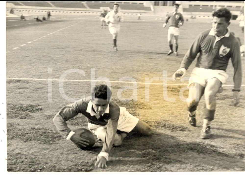 1954 ROMA RUGBY Coppa Europea ITALIA-FRANCIA 12-39 Meta di Jacques LEPATEY *Foto