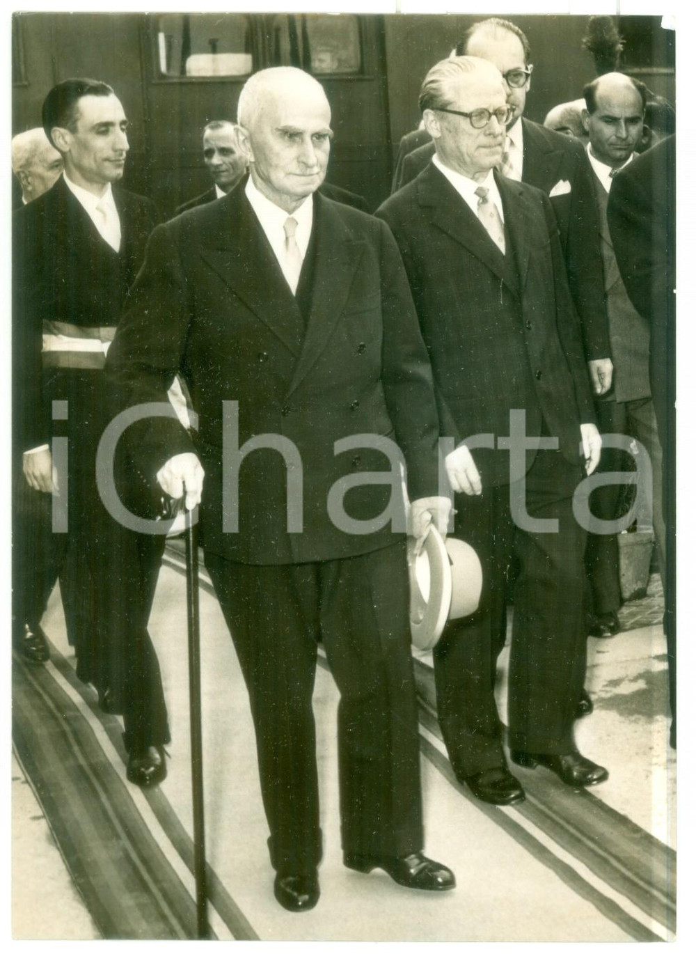 1955 PRATO Arrivo di Luigi EINAUDI e Giovanni GRONCHI *Foto 13x18 cm