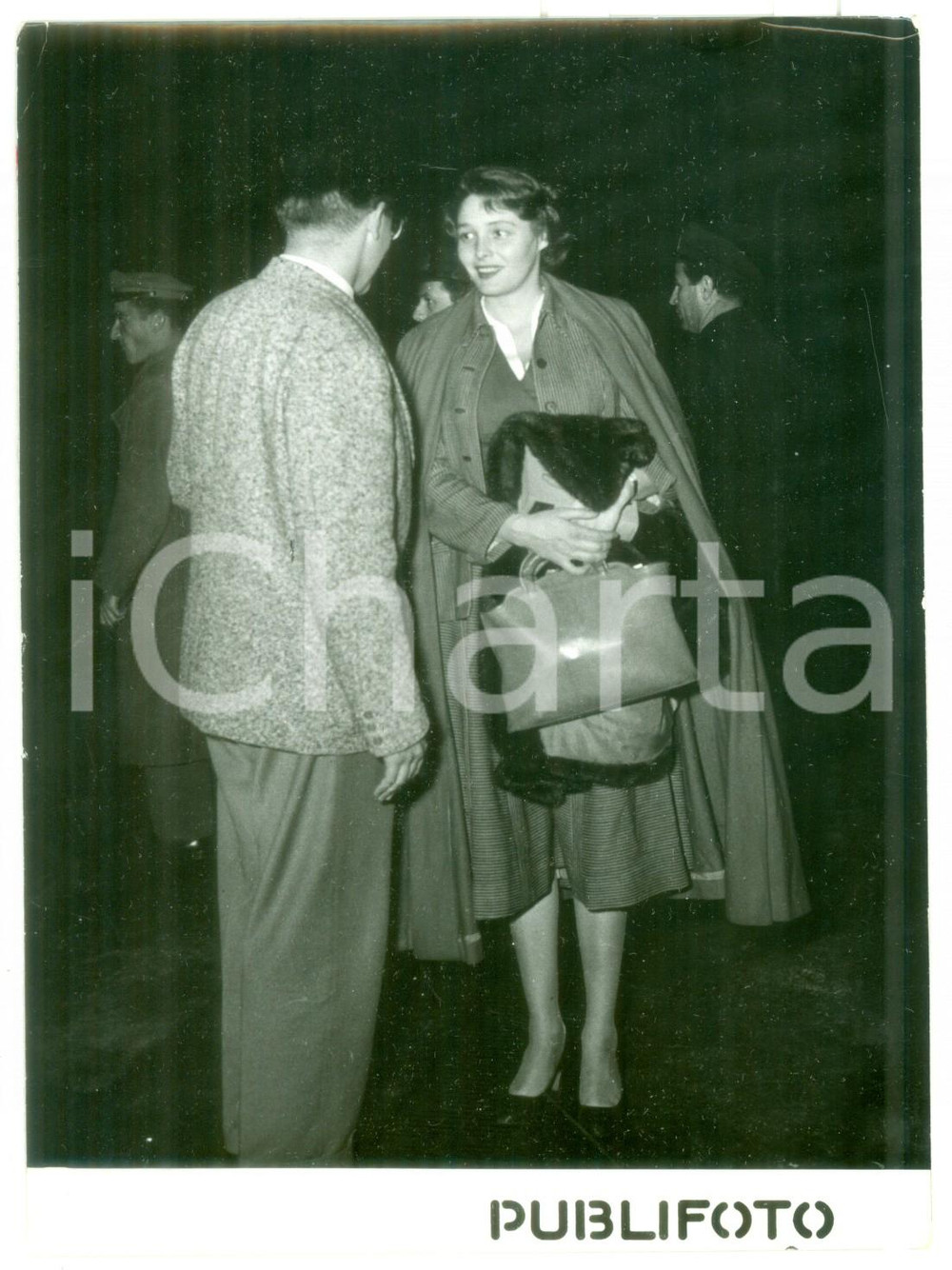 1954 ROMA Ciampino - Arrivo dell'attrice Patricia NEAL *Foto 13x18 cm