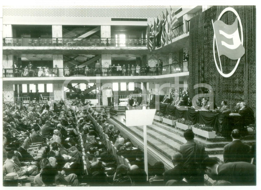 1957 ROMA Giovanni GRONCHI inaugura 1° Congresso d'Europa *Foto 18x13 cm