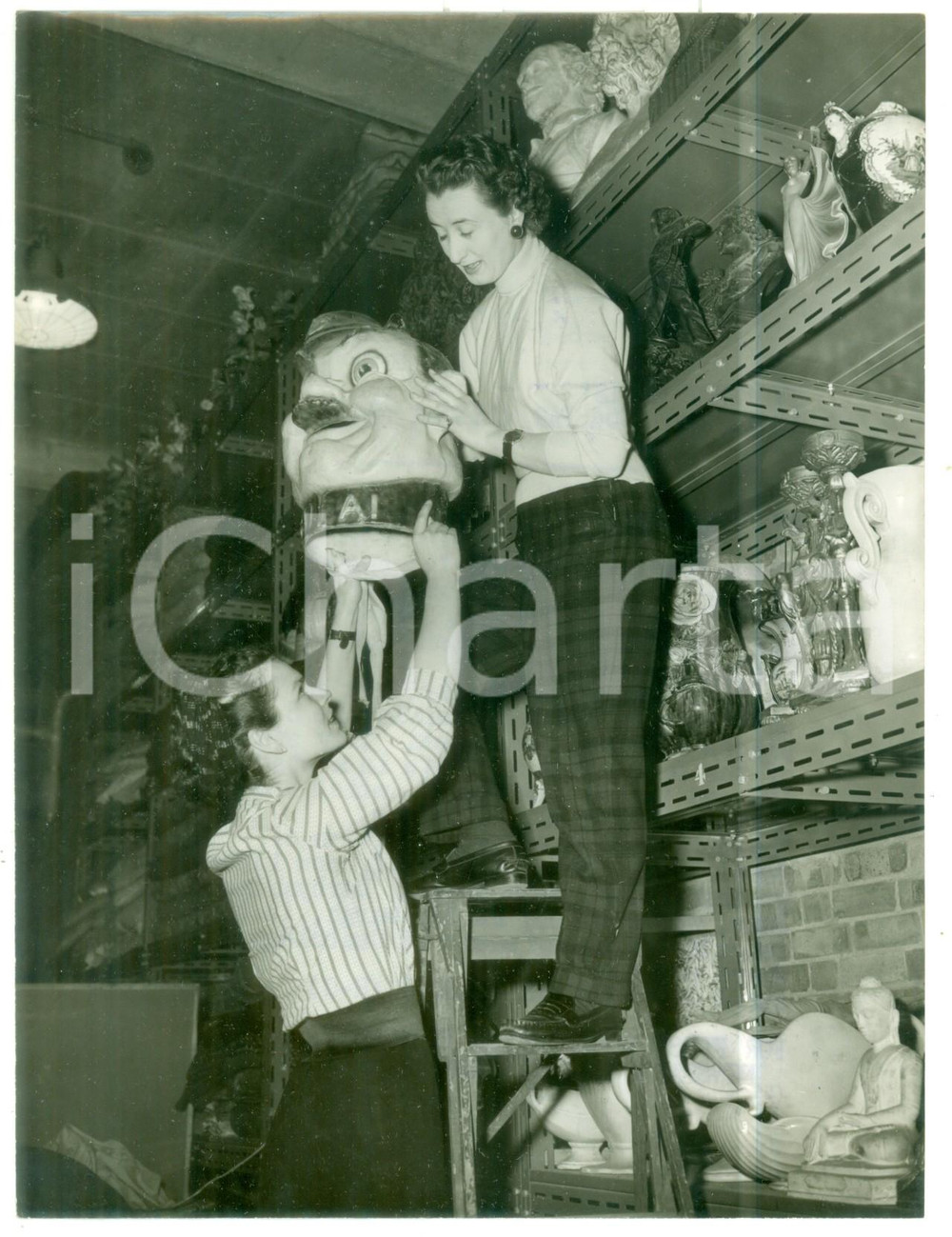 1954 LONDON White City - Design assistants Susan SPENCE and Jane DICKENS at work