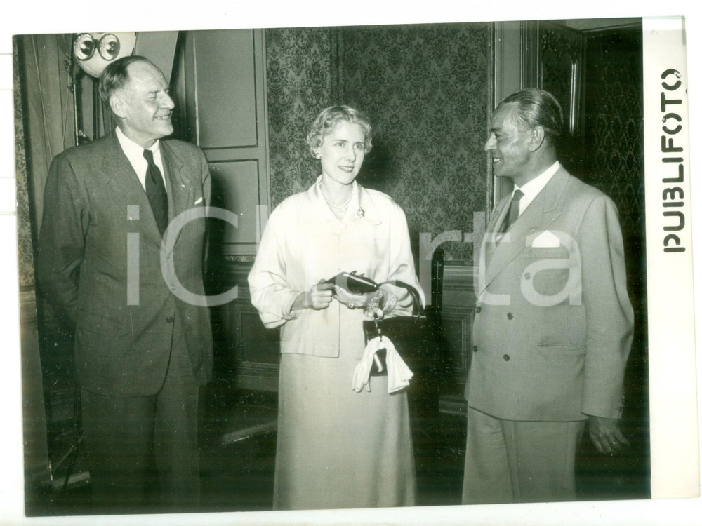 1954 ROMA Gaetano MARTINO a colloquio con Robert MURPHY *Foto 18x13