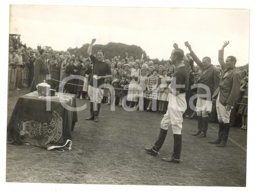 1956 LONDON Smith's Lawn - The Duke of EDINBURGH leading cheers for the Queen