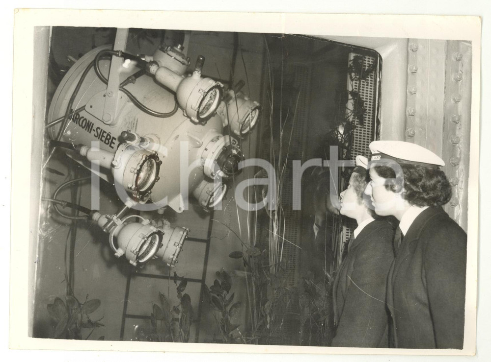 1954 ISOLA D'ELBA Jill HEMSWORTH watching underwater television MARCONI-SIEBE