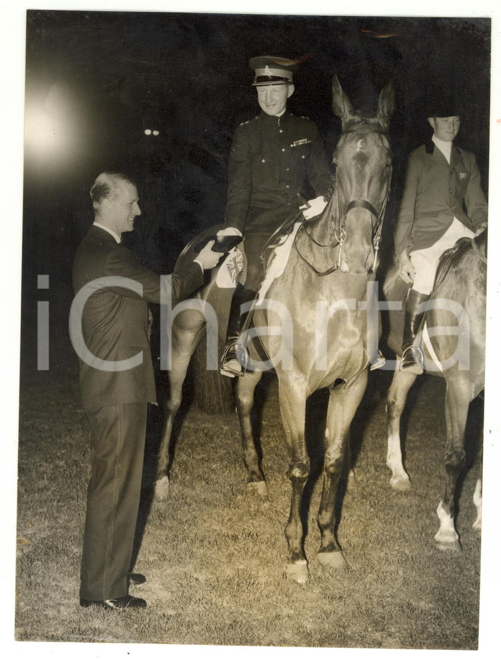1956 LONDON Horse Show - Duke of EDINBURGH presenting Gold Spur to Frank WELDON