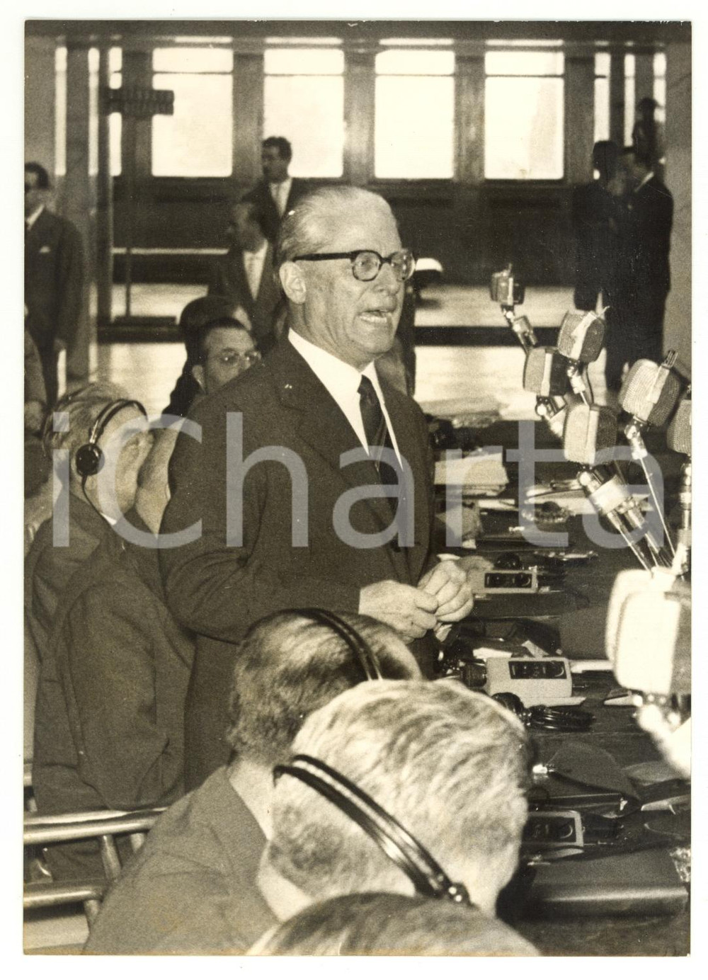 1957 ROMA Discorso di Giovanni GRONCHI al 1° CONGRESSO D'EUROPA *Foto 13x18
