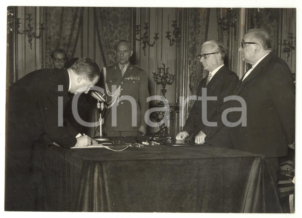 1957 ROMA Giuseppe PELLA presta giuramento nelle mani di Giovanni GRONCHI *Foto 