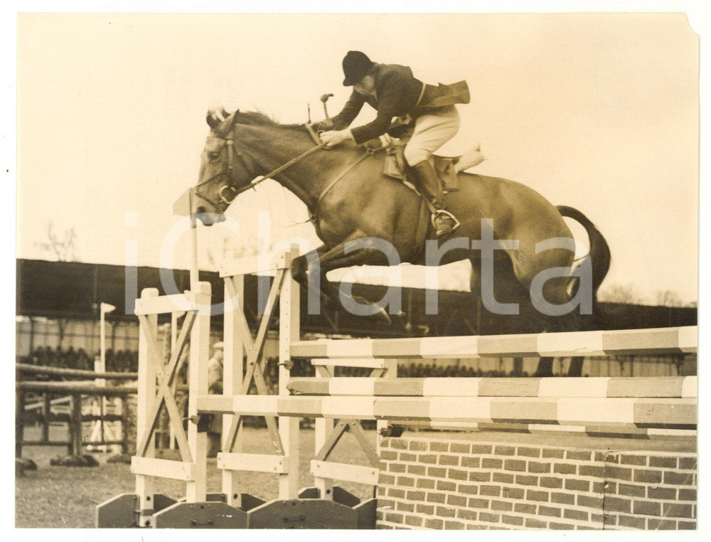 1954 BADMINTON Olympic Horse Trials - Margaret HOUGH jumping on BAMBI *Photo