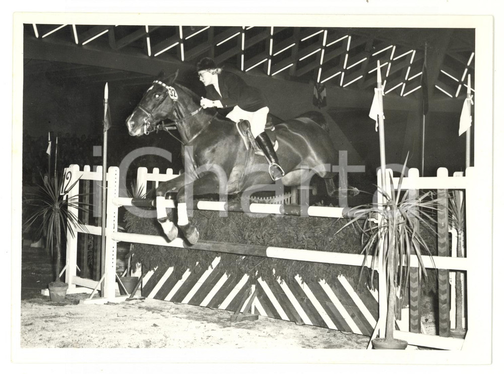 1959 TORINO - EQUITAZIONE Salto di Renate FREITAG *Fotografia 18x13 cm