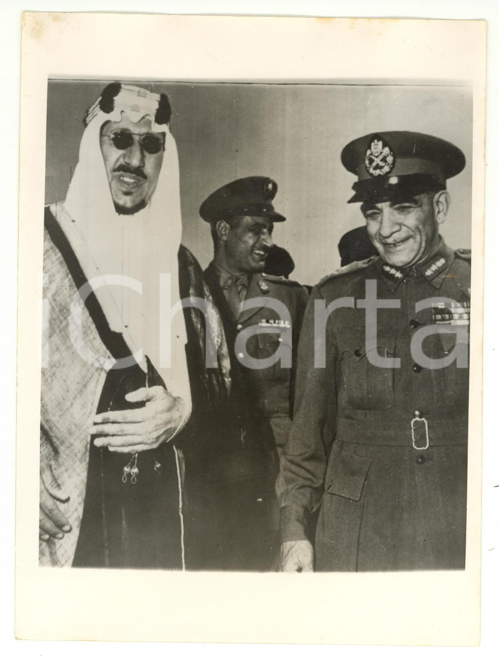 1954 CAIRO King SAUD with President Mohamed NAGUIB of EGYPT *Photo 15x20