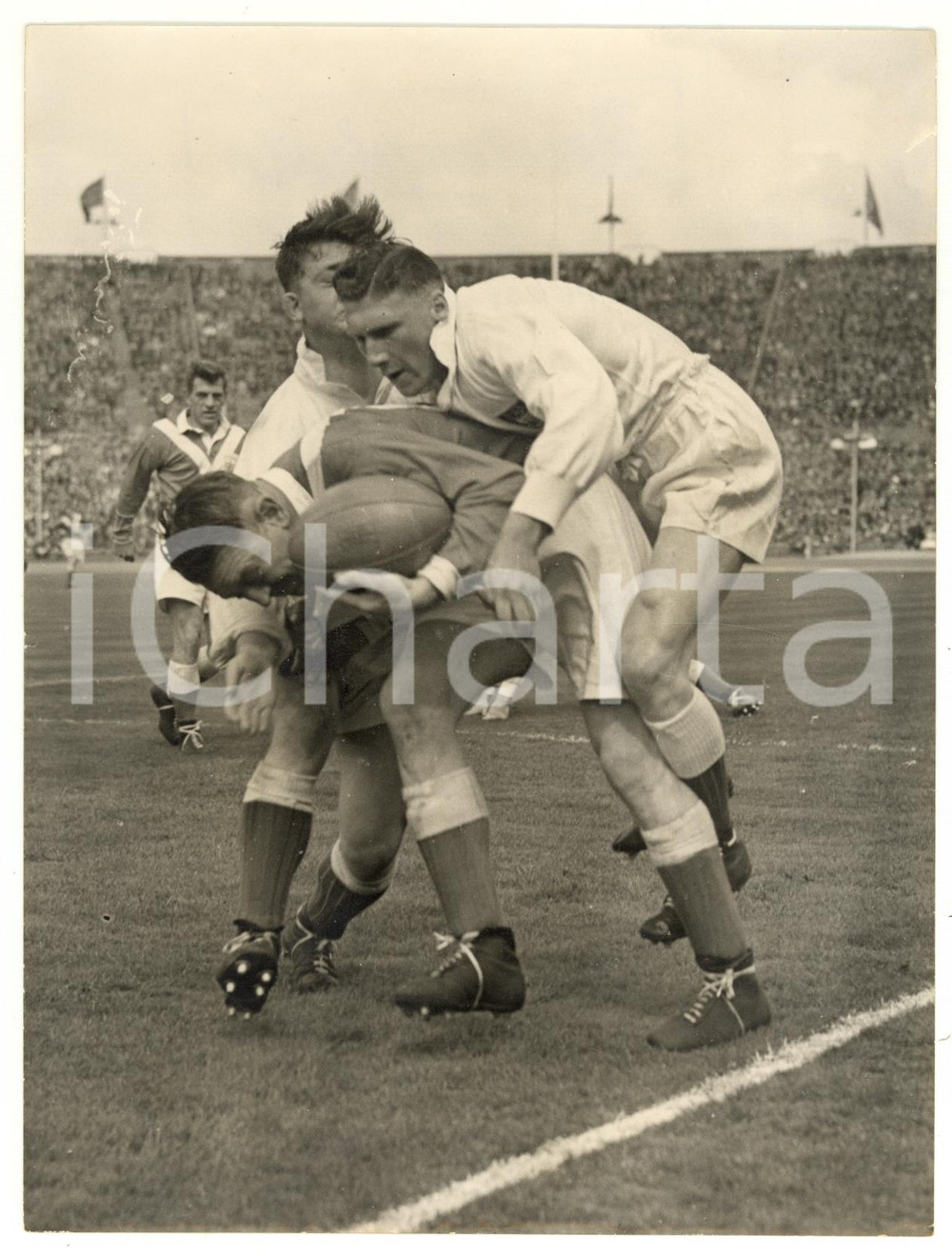 1955 LONDON RUGBY LEAGUE CUP Barrow Raiders vs Workington Town - Vince McKEATING