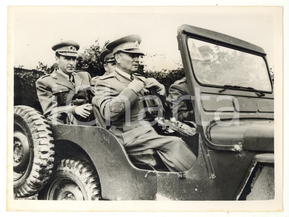 1953 BELGRADE Marshal Josip TITO seating in a Jeep with Kosta NAD *Photo 15x20
