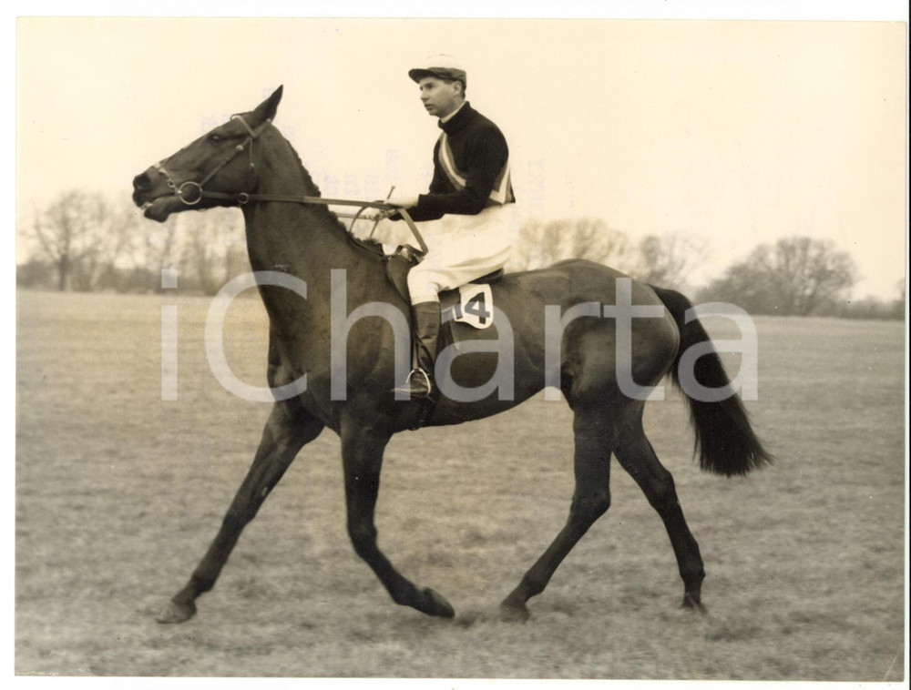 1957 HORSE RACING William David GIBSON on CHINA CLIPPER II Grand National entry