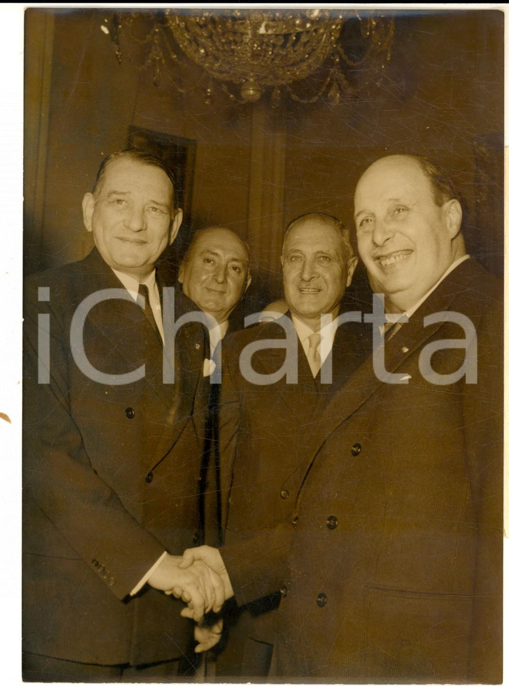 1956 PARIS Sindaco di Roma Salvatore REBECCHINI incontra René COTY - Foto 13x18