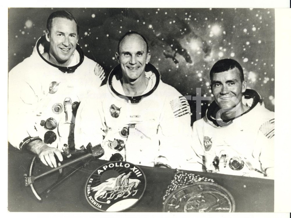 Fotografia d epoca originale 1970 CAPE KENNEDY Apollo XIII  Ken MATTINGLY  Fred HAISE  Jim LOVELL Foto 1