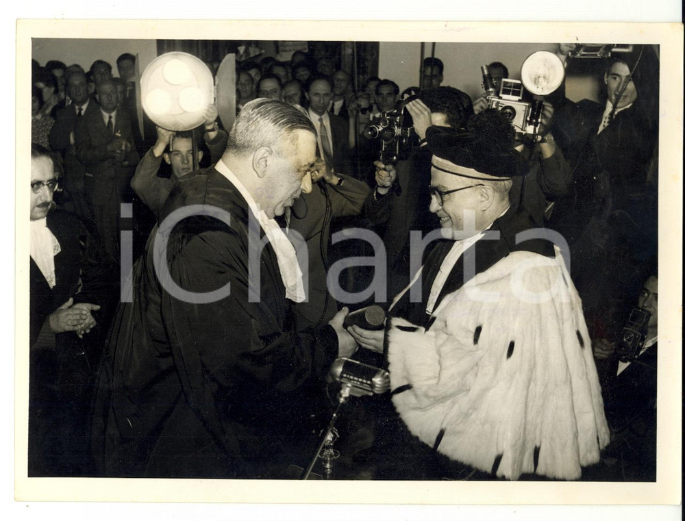 Fotografia d epoca originale 1957 UNIVERSITA  DI TORINO Consegna laurea ad honorem a Franz Josef KALLMANN 1