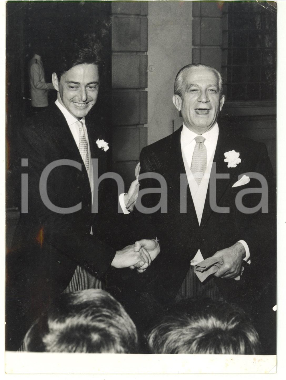 Fotografia d epoca originale 1959 PONTEDERA Umberto AGNELLI con Alberto BECHI LUSERNA dopo il matrimonio 1