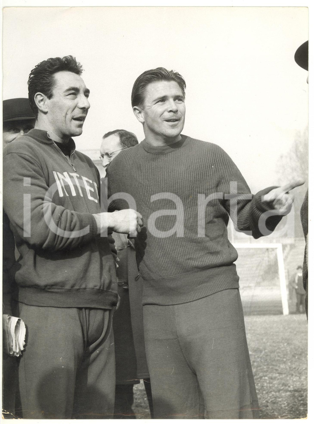 1956 MILANO Amichevole INTER-HONVED Incontro tra Ferenc PUSKAS e Benito LORENZI
