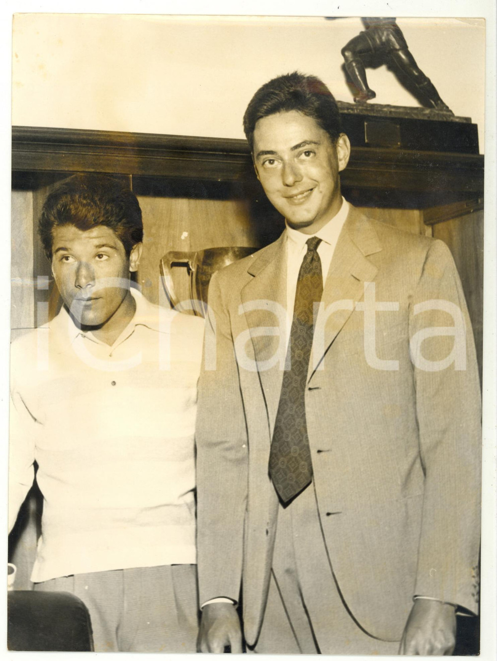 Fotografia d epoca originale 1957 CALCIO TORINO  JUVENTUS Umberto AGNELLI con Omar SIVORI  Foto 1