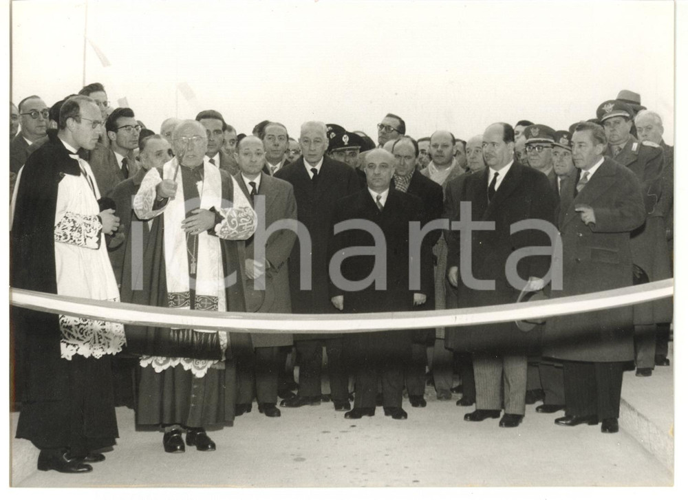 Fotografia d epoca originale 1958 MELEGNANO AUTOSTRADA DEL SOLE Amintore FANFANI inaugura tratto MilanoParma 1