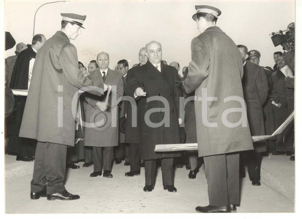 Fotografia d epoca originale 1958 MELEGNANO  MILANOPARMA Amintore FANFANI inaugura AUTOSTRADA DEL SOLE 1