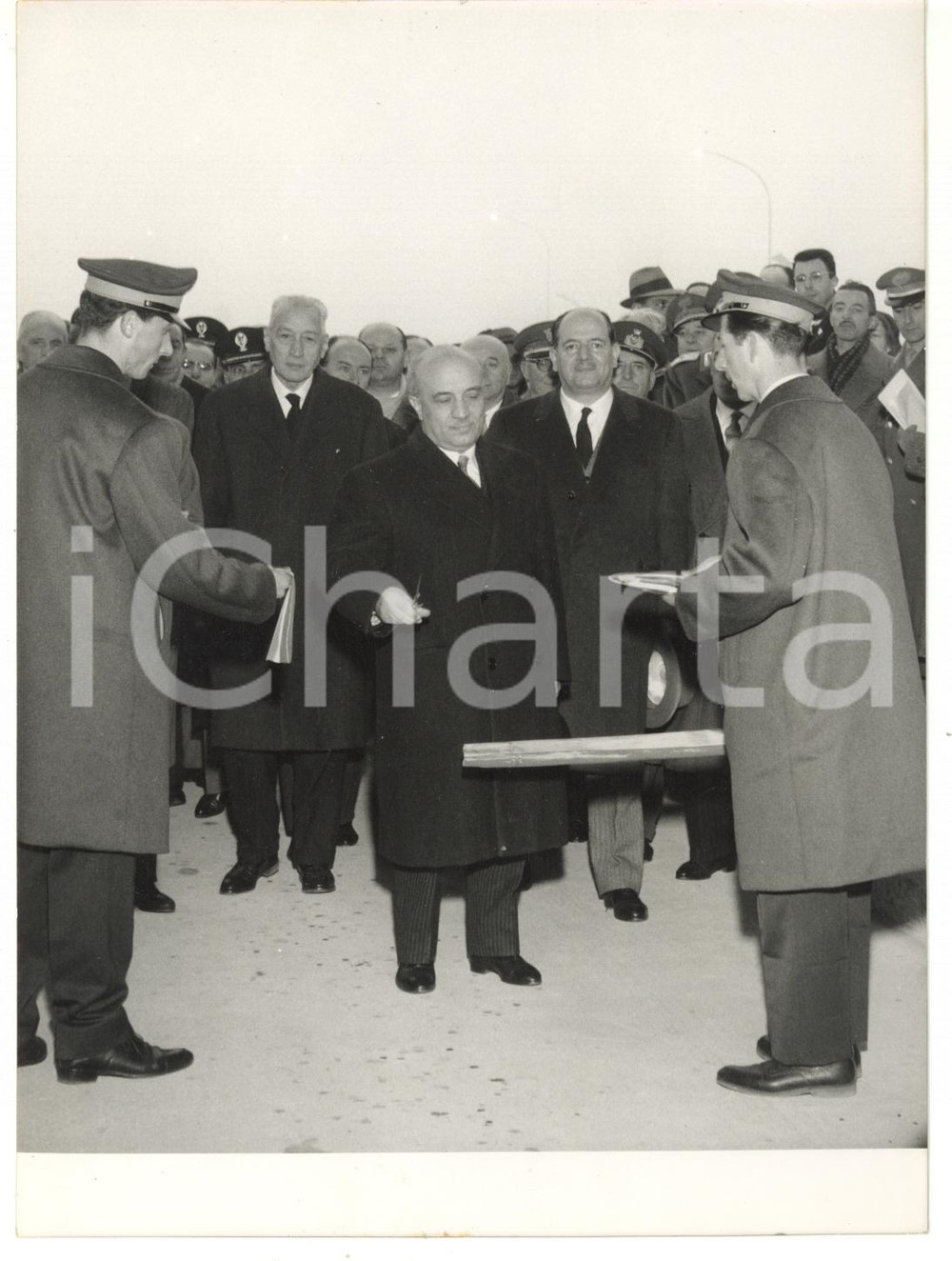 Fotografia d epoca originale 1958 MELEGNANO  MILANOPARMA Amintore FANFANI inaugura Autostrada del Sole FOTO 1