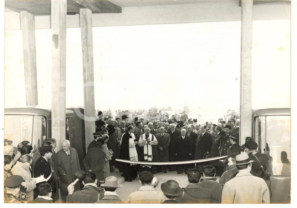 Fotografia d epoca originale 1958 AUTOSTRADA A1 Amintore FANFANI inaugura tratto MILANOPIACENZAPARMA Foto 1