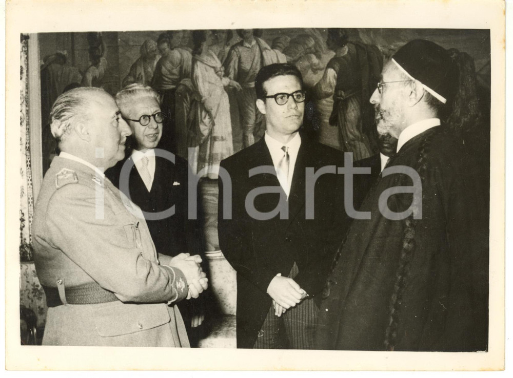 1953 MADRID Mohammed Idris EL-SENUSSI chatting to Francisco FRANCO *Photo 20x15