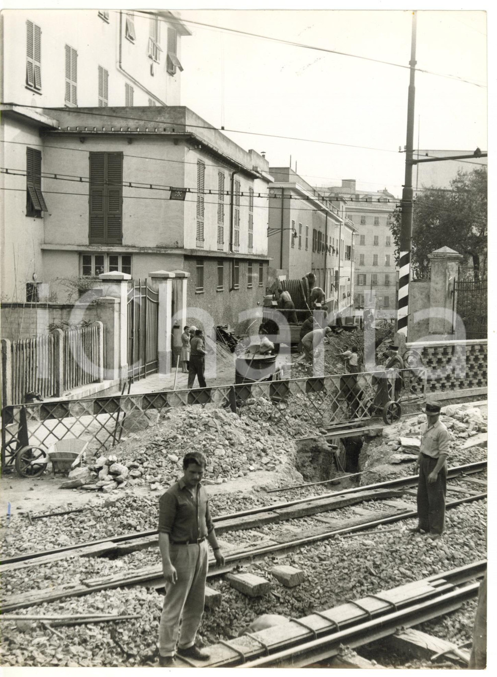1953 GENOVA - NERVI Cantiere stradale - Posa cavo per ditta SIRTI *Foto 18x24