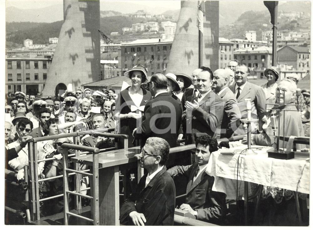 1959 SESTRI PONENTE Cantieri navali - Folla al varo M/N MARIA ADELAIDE *Foto 