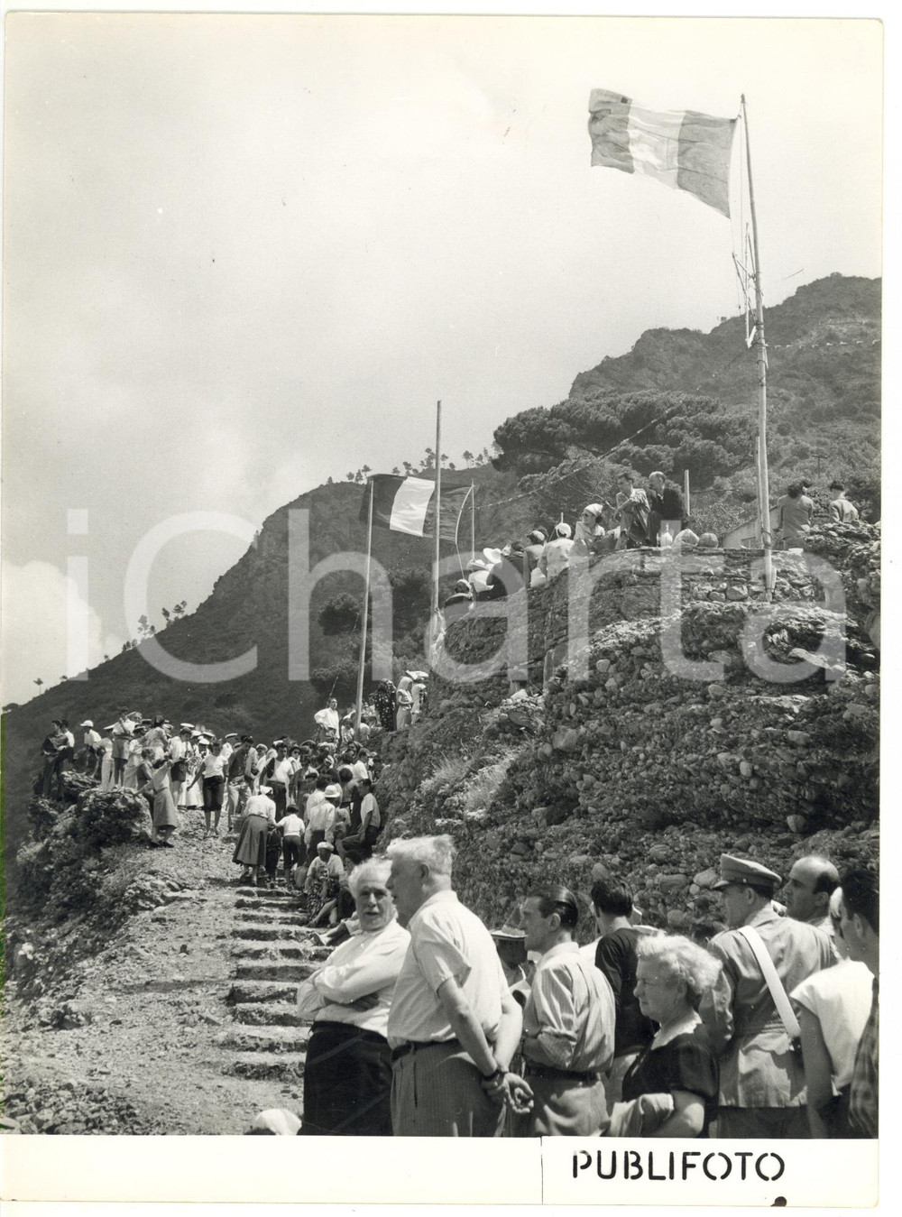 1953 CAMOGLI Folla partecipa alla processione STELLA MARIS *Foto 18x24 cm