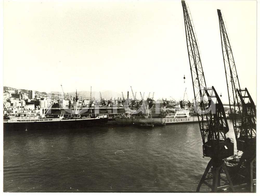 1965 ca GENOVA - T/N JUGOLINIJA attraccato al porto *Foto VINTAGE 24x18 Fotografia d'epoca. CONDIZIONI: G (ma piccole piegature sparse)FORMATO: 24x18 cm    originale e autentica 1