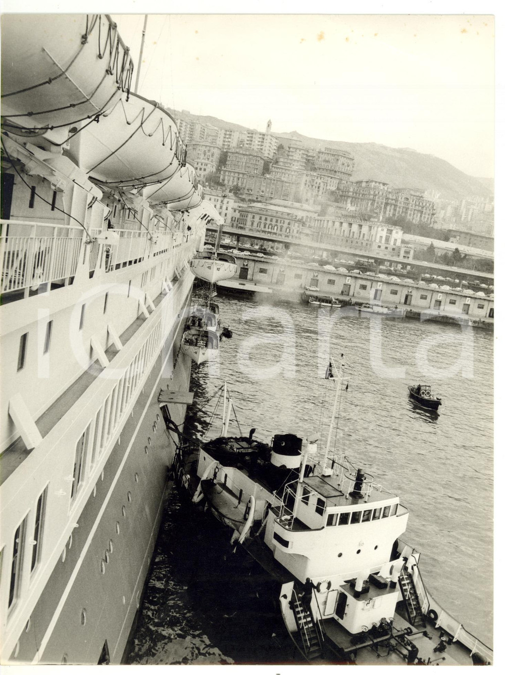 1965 ca PORTO DI GENOVA Rifornimento T/N ANGELINA LAURO *Foto VINTAGE 18x24