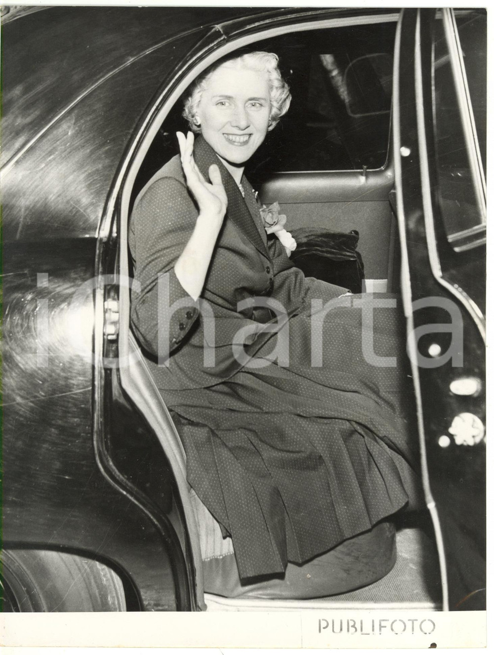 1953 GENOVA Arrivo Clare BOOTHE LUCE ambasciatrice USA in visita ufficiale *Foto