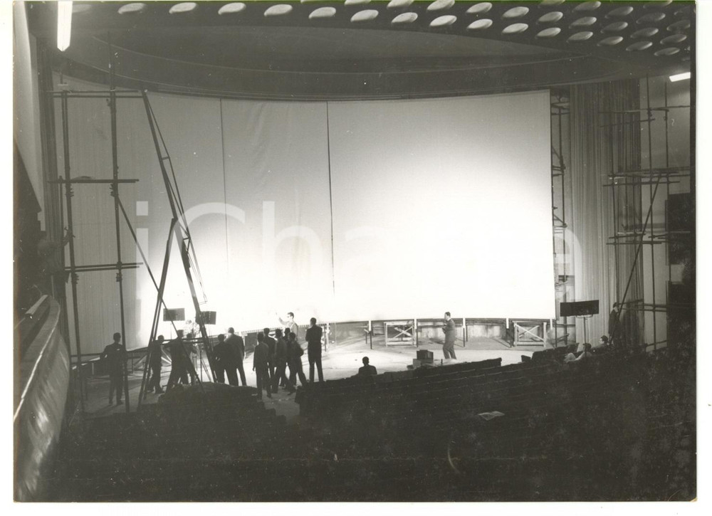 1955 ROMA Cinema Manzoni - Lavori impianto CINERAMA *Foto VINTAGE 18x13