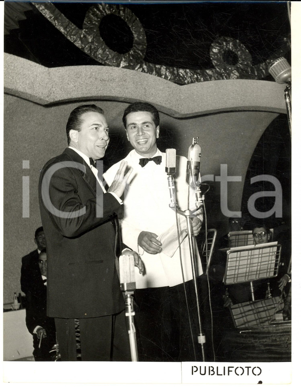 1954 GENOVA Festival Canzone Francese - Enzo TORTORA con André CLAVEAU - Foto