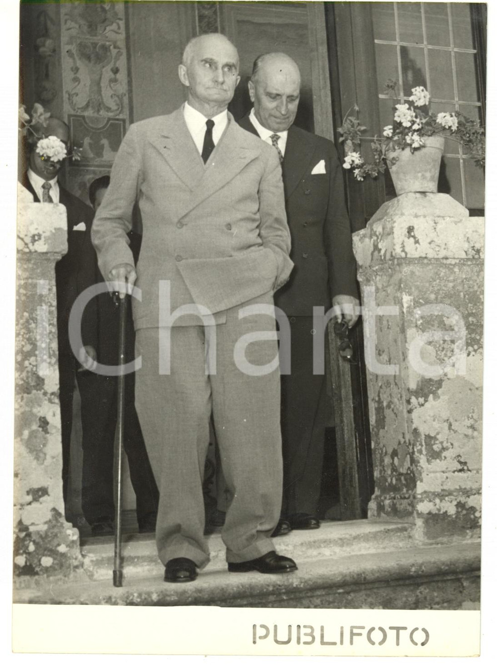 1953 CAPRAROLA Luigi EINAUDI riceve Attilio PICCIONI *Foto 13x18 cm