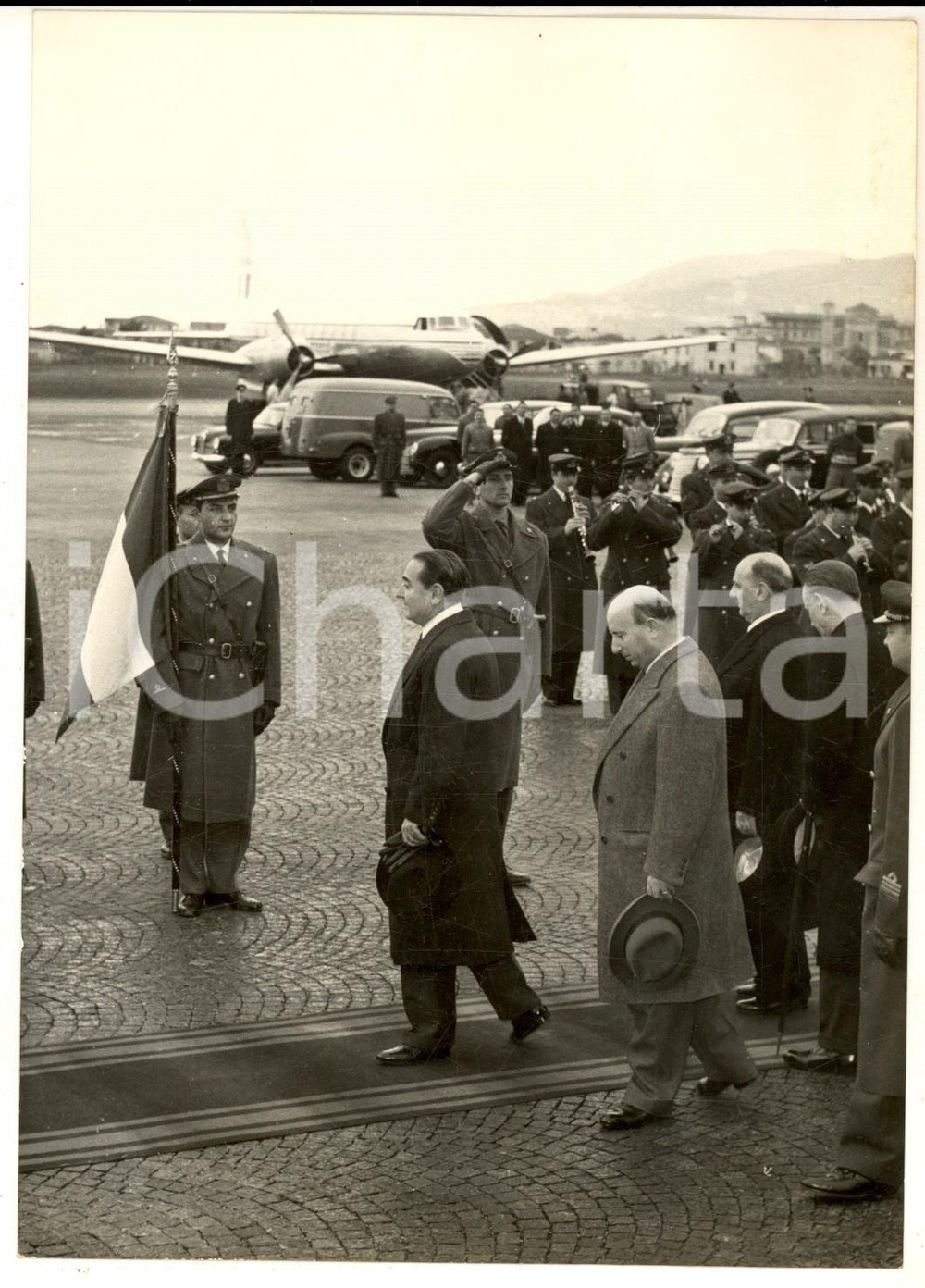 1955 ROMA CIAMPINO Partenza di Adnan MENDERES per la Turchia *Foto