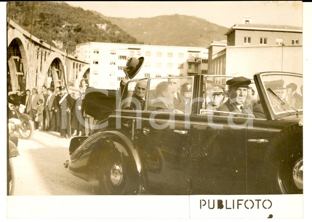 1955 RECCO Luigi EINAUDI in visita alla città ricostruita dopo la guerra - Foto