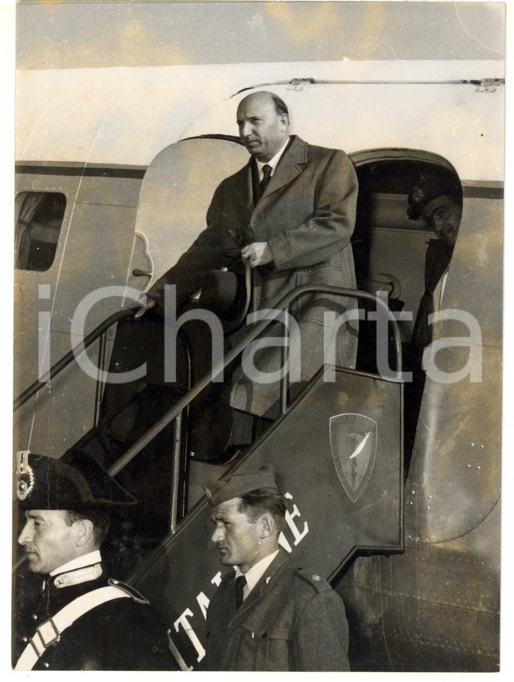 1954 MILANO Aeroporto LINATE - Arrivo di Mario SCELBA *Foto 13x18 cm