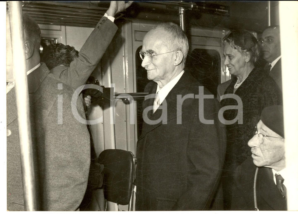 1955 ROMA Presidente Luigi EINAUDI inaugura la metropolitana - Foto 18x13 cm