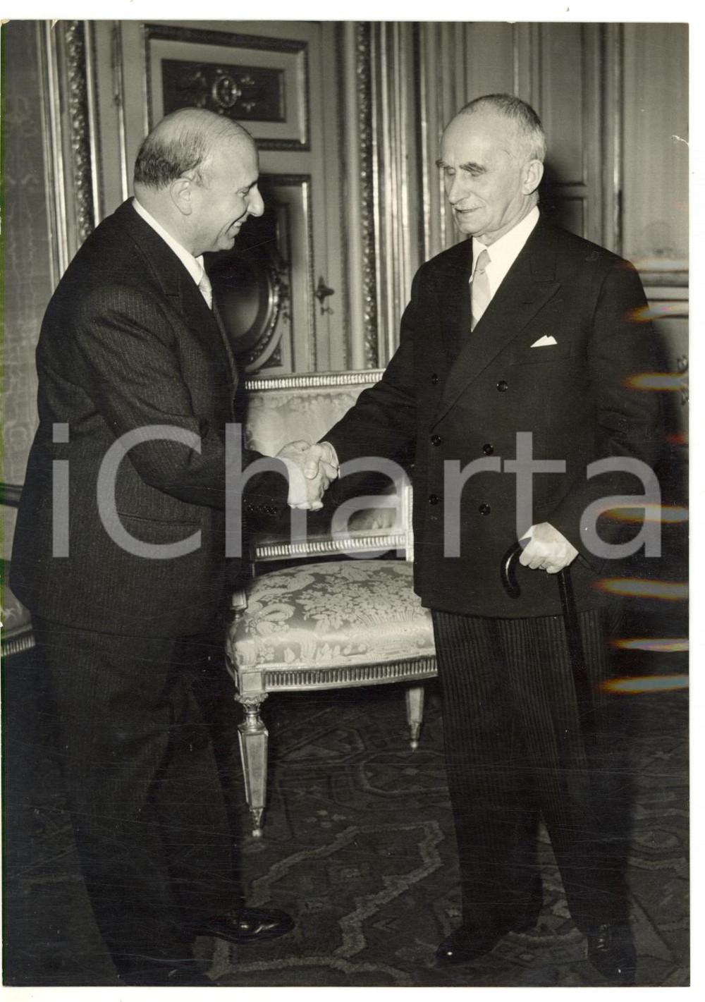 Fotografia d epoca originale 1954 ROMA Luigi EINAUDI riceve il presidente del Consiglio Mario SCELBA Foto 1