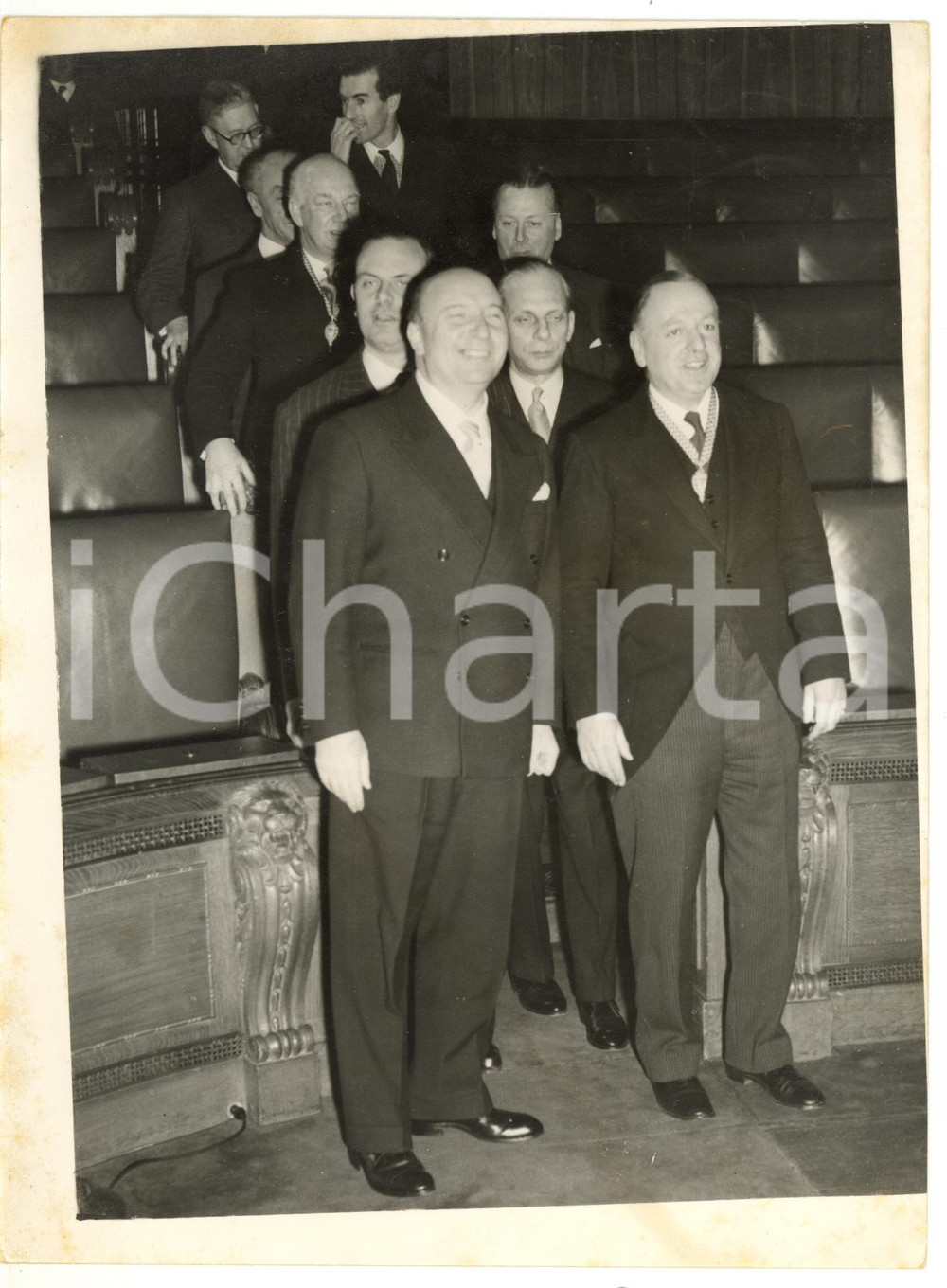 1955 LONDON Council Chamber - Mario SCELBA with John Richard Anthony OLDFIELD