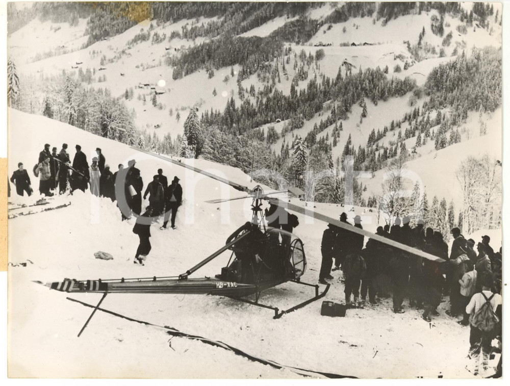 1954 SVIZZERA Elicottero soccorre i feriti dopo una valanga *Foto 20x15