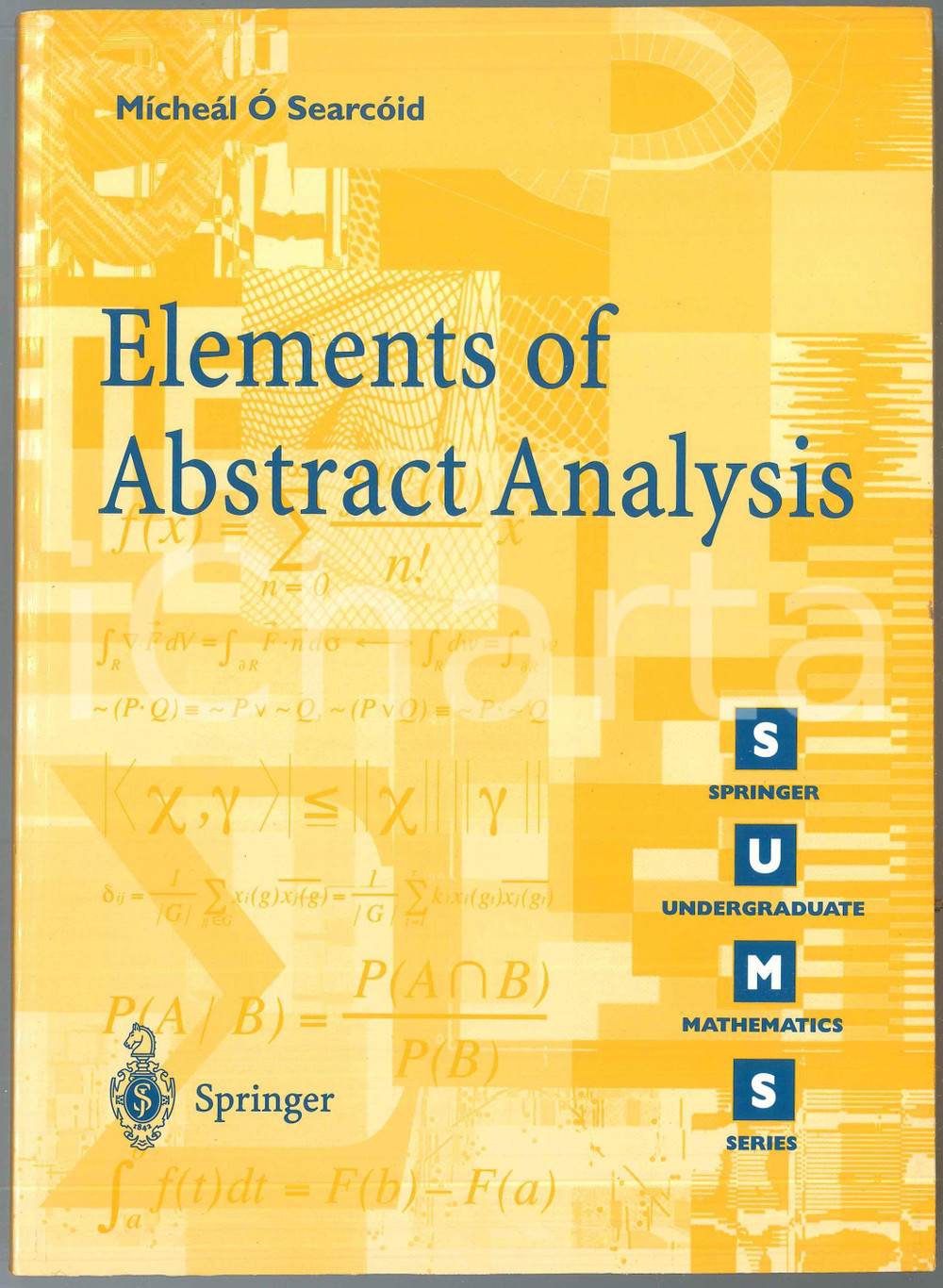 Libro, pubblicazione d epoca 2001 Micheál Ó SEARCÓID Elements of Abstract Analysis 1